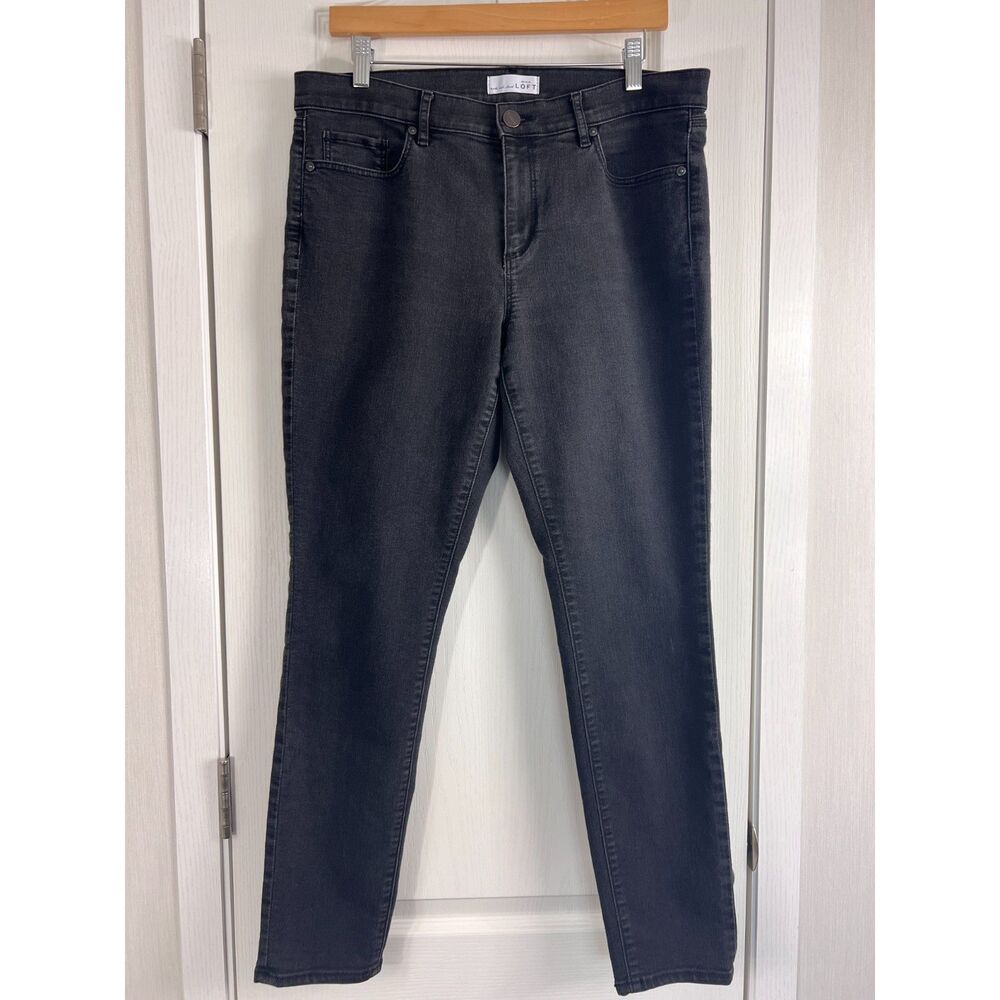 LOFT Women's Modern Skinny Jeans Black Wash Cotton Polyester Blend Size 31 / 12